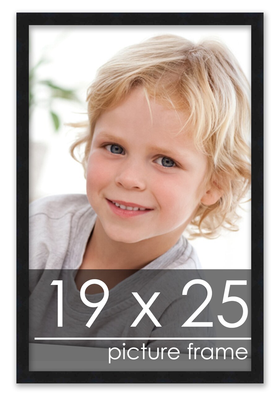 19x25 Modernist Black Picture Frame - UV Acrylic, Foam Board Backing, Hanging Hardware
